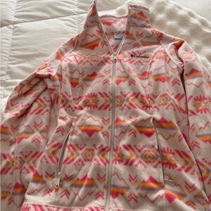 Columbia Fleece Jacket with Pink and Yellow Accents
